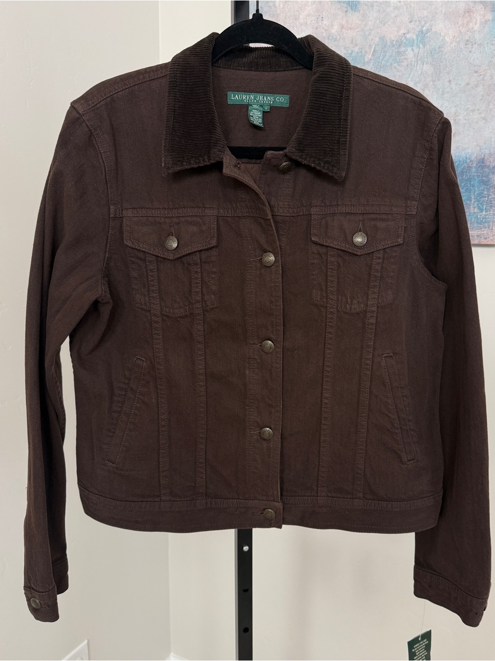Vintage Lauren Jeans Co Ralph Lauren Empire Brown Denim Trucker Jacket L Y2K NWT